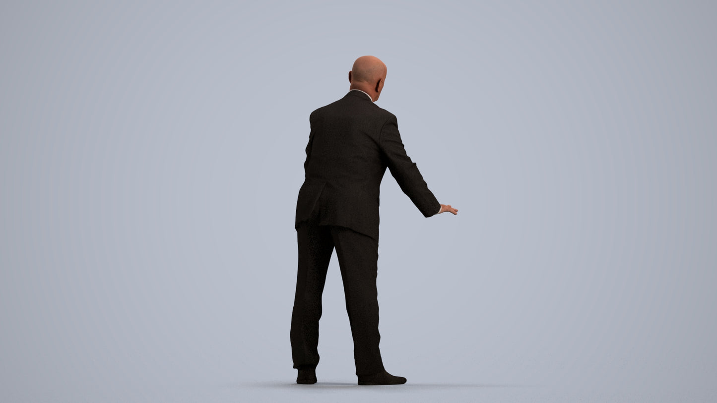 scanned 3D senior man business, photogrammetry people for Enscape and V-Ray, front view render