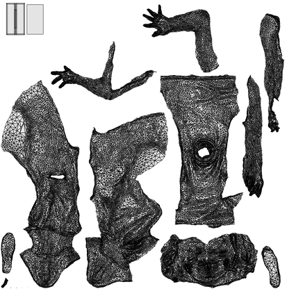 photogrammetry 3D woman casual sitting, realistic human model archviz FBX, wireframe top-down view