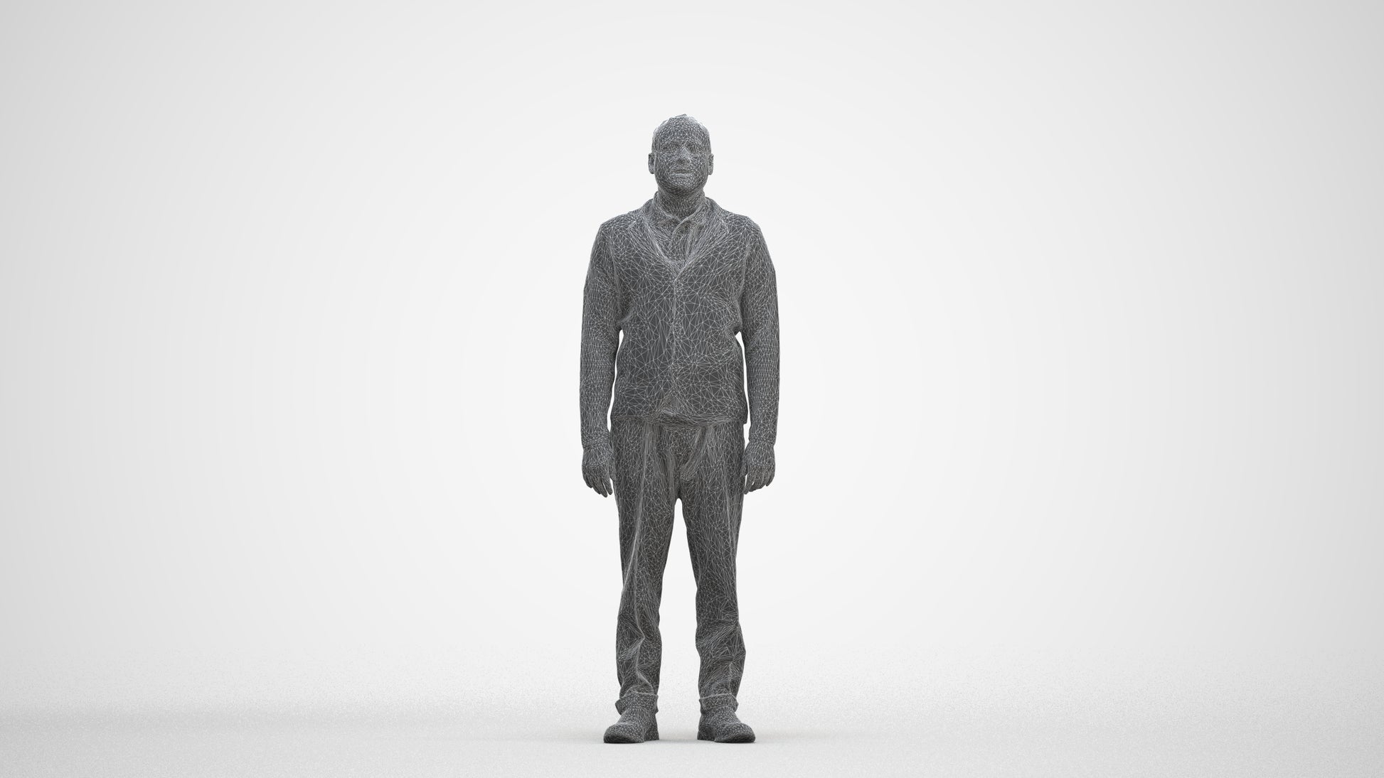 realistic 3D people man business standing, render-ready for V-Ray and Corona, FBX OBJ, three-quarter front view render