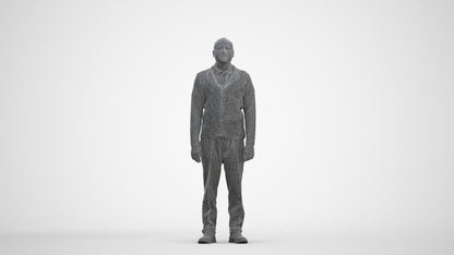 realistic 3D people man business standing, render-ready for V-Ray and Corona, FBX OBJ, three-quarter front view render