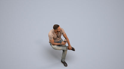 realistic 3D people man casual sitting, render-ready for V-Ray and Corona, FBX OBJ, back view render