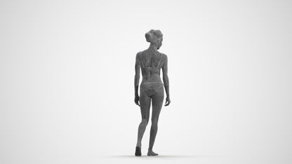 scanned 3D woman pool, photogrammetry people for Enscape and V-Ray, wireframe front view