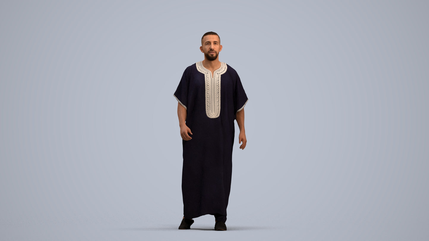 3D scanned man walking, photorealistic archviz people for Enscape and SketchUp, standing pose render