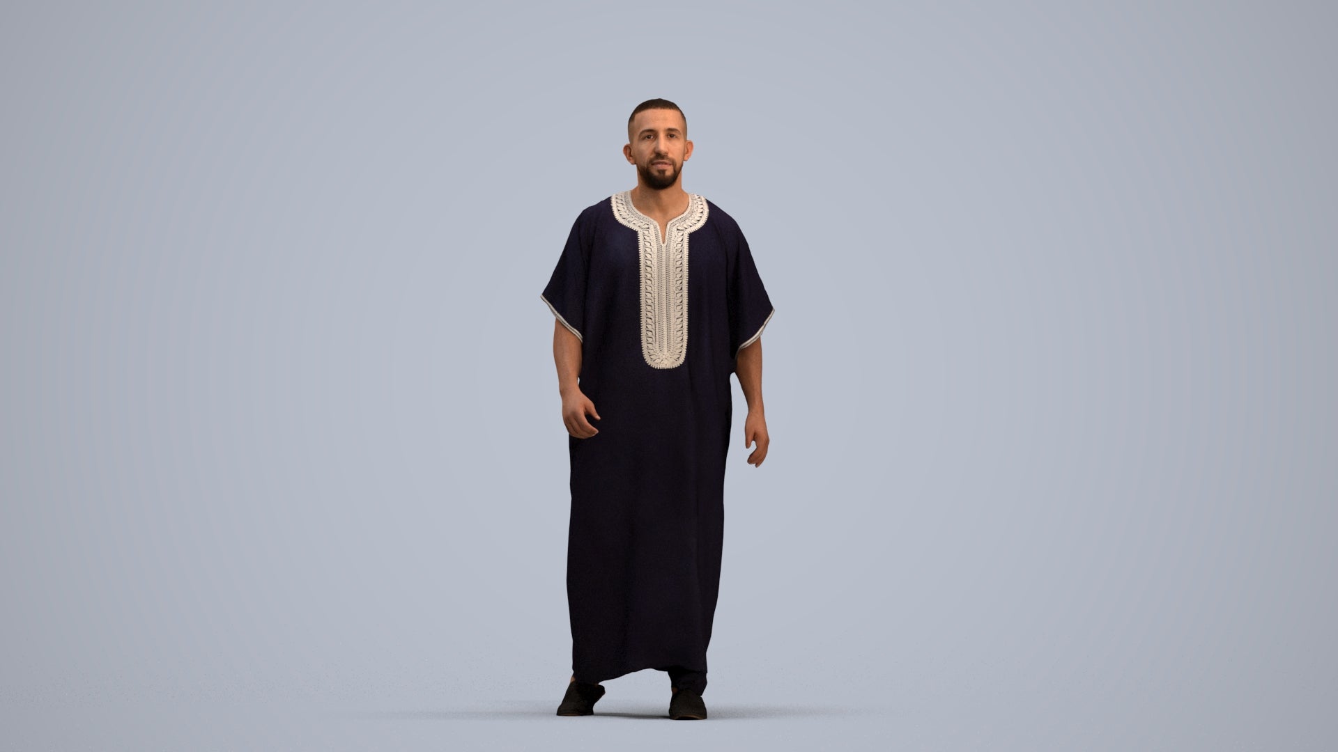 3D scanned man walking, photorealistic archviz people for Enscape and SketchUp, standing pose render