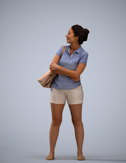 3D people model woman casual standing, scanned human for 3ds Max rendering
