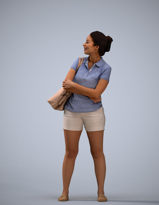 3D people model woman casual standing, scanned human for 3ds Max rendering