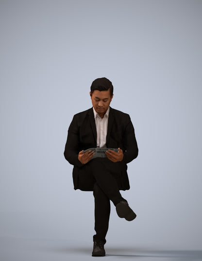 scanned 3D man business, photogrammetry people for Enscape and V-Ray