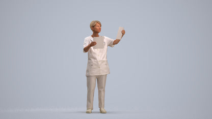scanned 3D senior woman medical, photogrammetry people for Enscape and V-Ray, standing pose render
