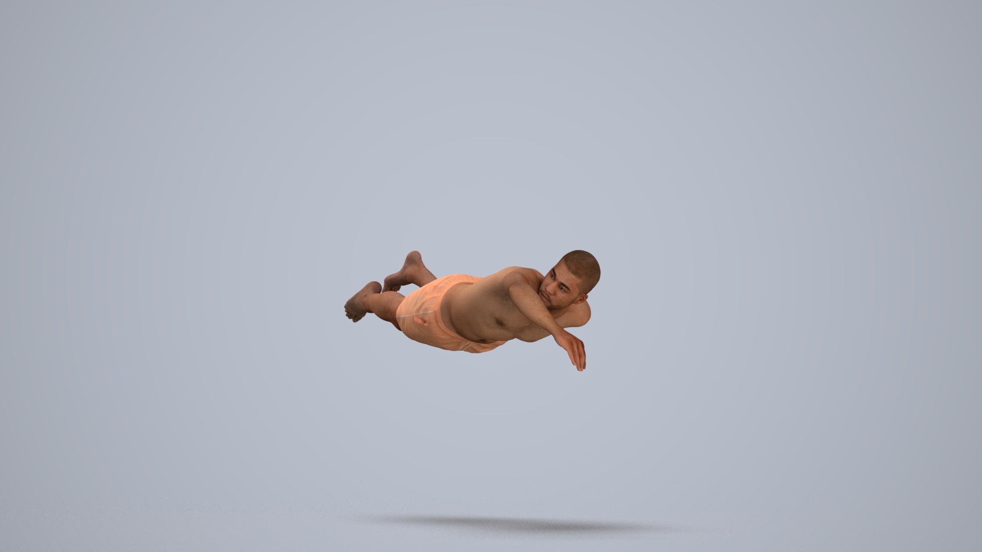 3D human model man sport pool, photogrammetry scanned person for archviz, standing pose render