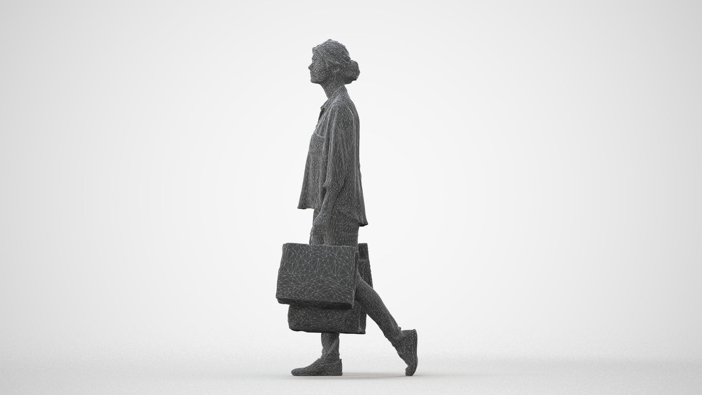 3D scanned woman shopping casual, photorealistic archviz people for Enscape and SketchUp, square thumbnail
