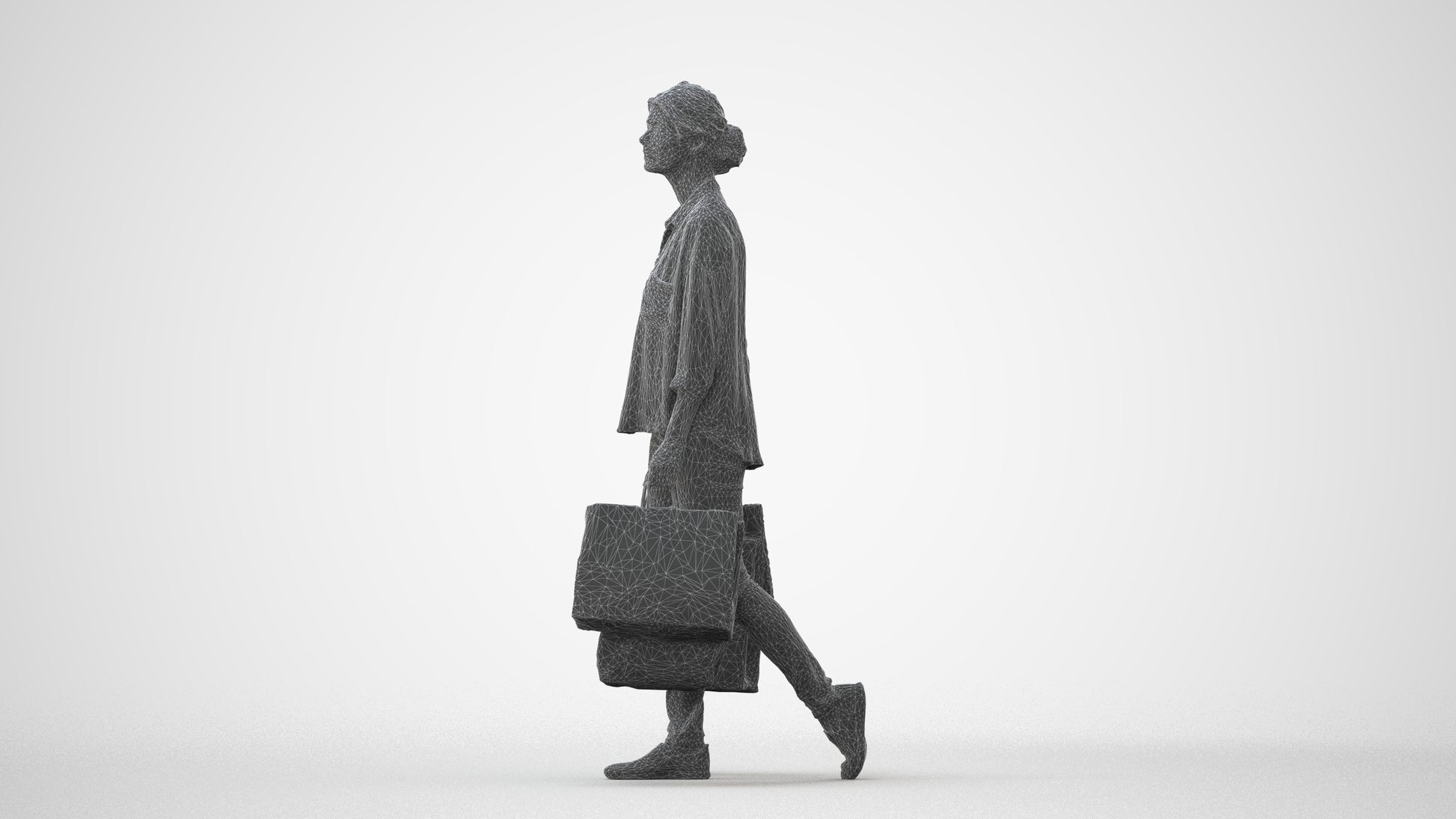 3D scanned woman shopping casual, photorealistic archviz people for Enscape and SketchUp, square thumbnail