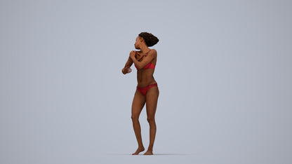 realistic 3D human woman pool, archviz people FBX OBJ for Blender, top-down view render