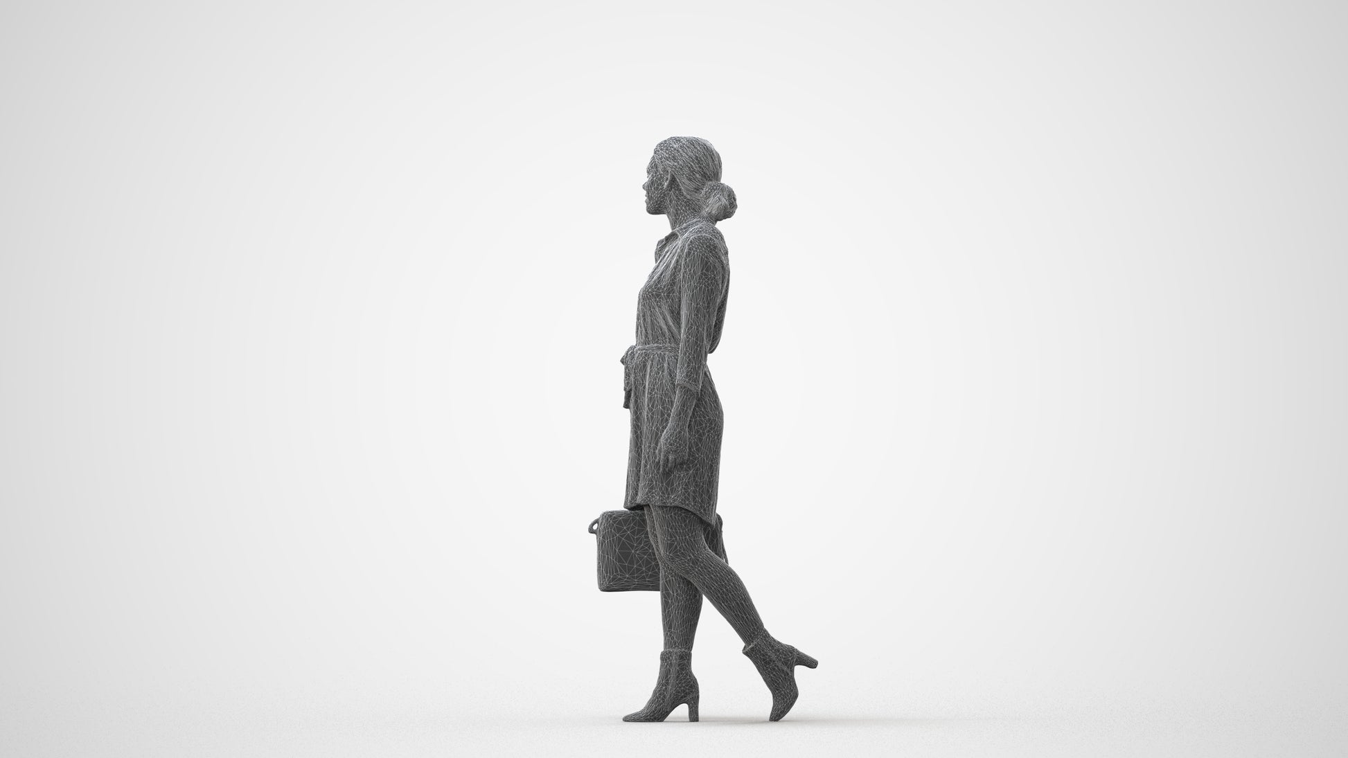 realistic 3D people woman casual standing, render-ready for V-Ray and Corona, FBX OBJ, square thumbnail