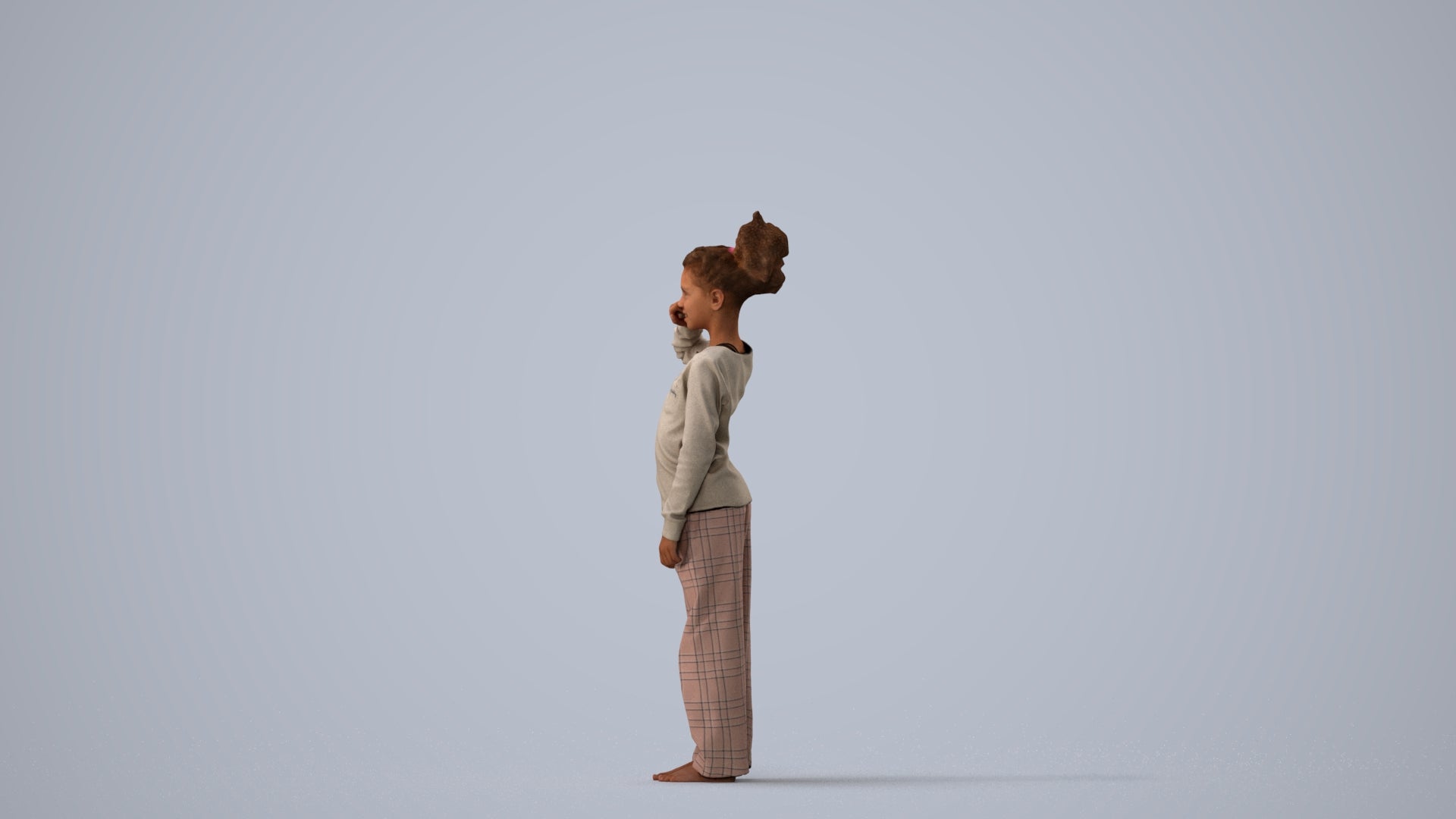 realistic 3D girl kids, scanned archviz people for Blender and 3ds Max, three-quarter view render