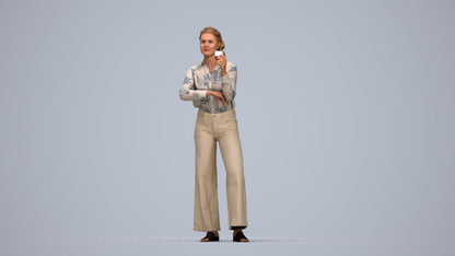 scanned 3D woman casual standing, photogrammetry people for Enscape and V-Ray, top-down view render
