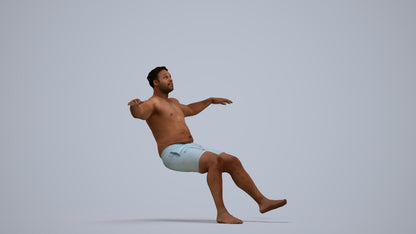 3D human model man pool, photogrammetry scanned person for archviz, standing pose render