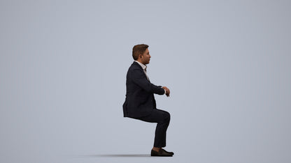 photogrammetry 3D man business, realistic human model archviz FBX, side view render