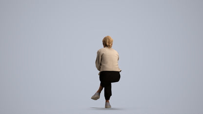photogrammetry 3D woman casual sitting, realistic human model archviz FBX, front view render