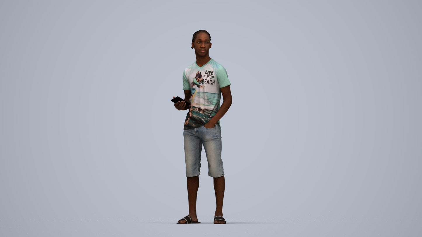 photogrammetry 3D boy casual kids, realistic human model archviz FBX, top-down view render
