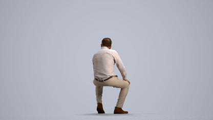 3D people model man casual sitting, scanned human for 3ds Max rendering, front view render