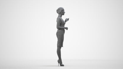 realistic 3D woman business, scanned archviz people for Blender and 3ds Max, wireframe side view