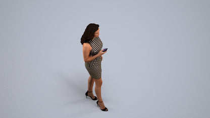 realistic 3D human woman casual walking, archviz people FBX OBJ for Blender, back view render