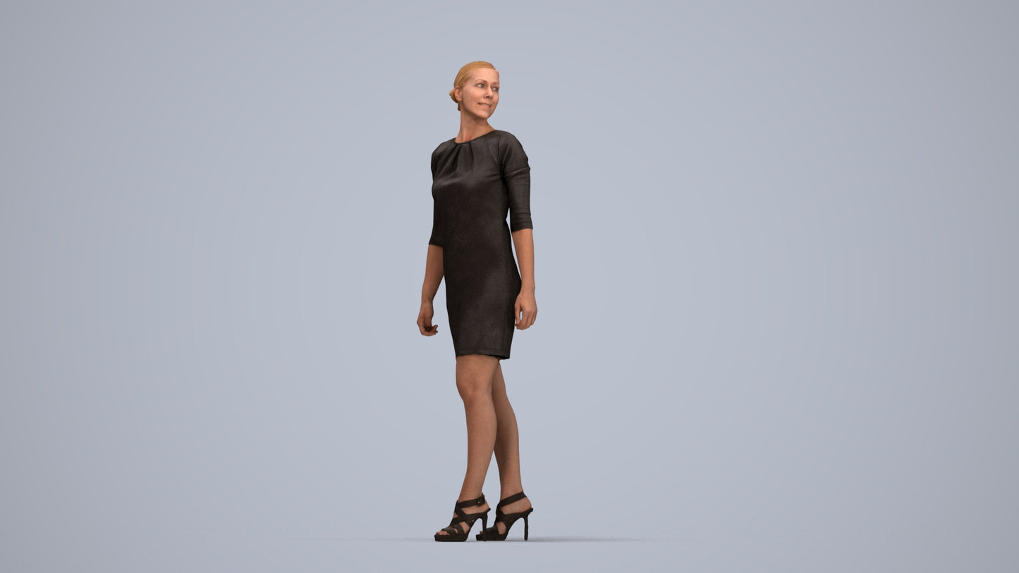 scanned 3D woman business standing, photogrammetry people for Enscape and V-Ray, top-down view render