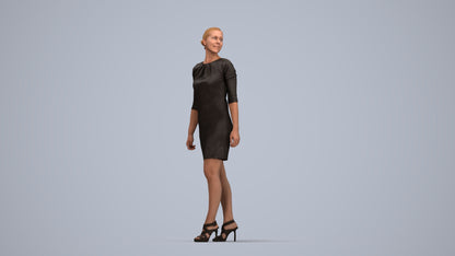 scanned 3D woman business standing, photogrammetry people for Enscape and V-Ray, top-down view render