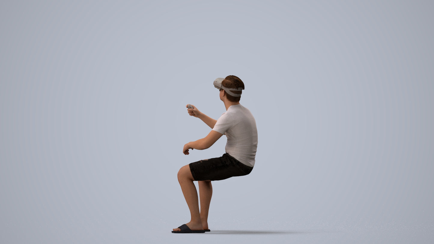3D people model boy casual kids, scanned human for 3ds Max rendering, three-quarter view render