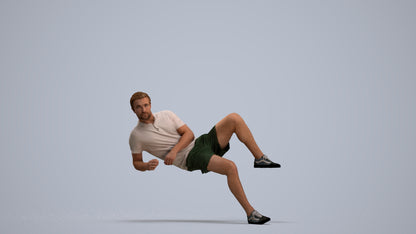 3D human model man casual sitting, photogrammetry scanned person for archviz, standing pose render