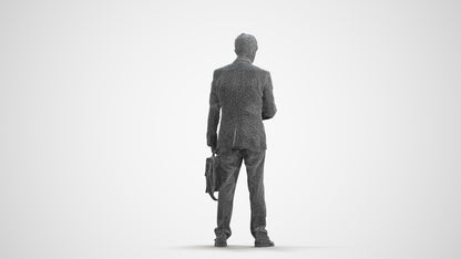3D people model man business, scanned human for 3ds Max rendering, wireframe front view