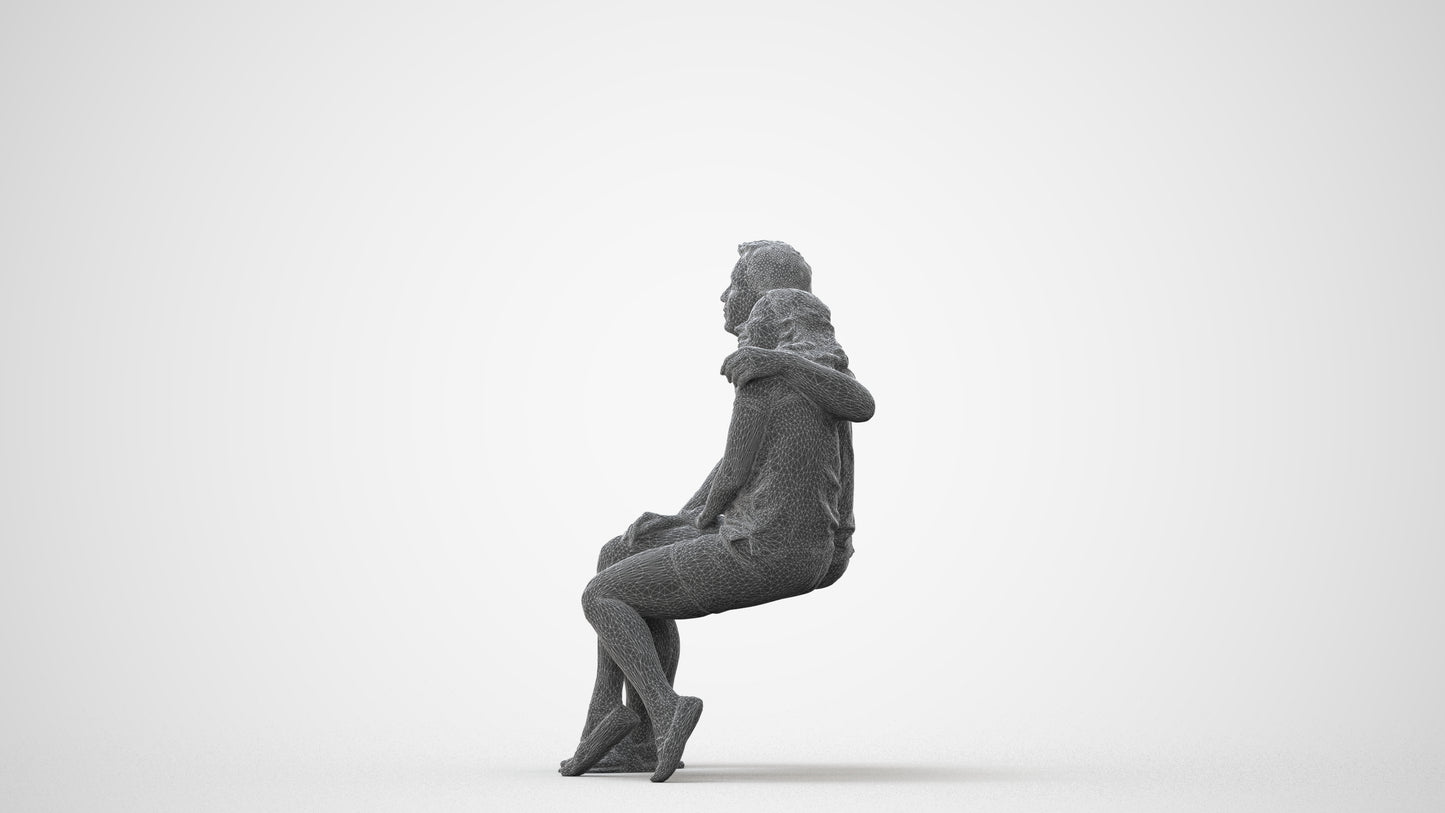 3D human model woman casual couple, photogrammetry scanned person for archviz, square thumbnail
