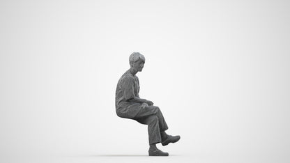 realistic 3D people senior woman medical, render-ready for V-Ray and Corona, FBX OBJ, wireframe side view