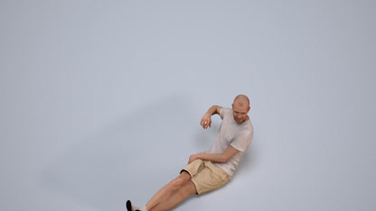 3D scanned man sitting casual, photorealistic archviz people for Enscape and SketchUp, back view render