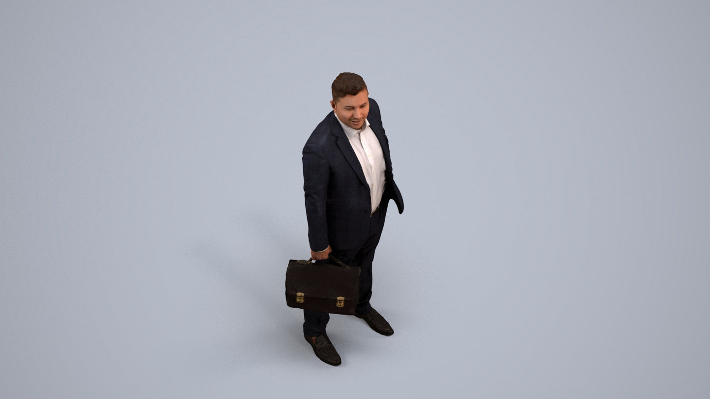 realistic 3D man business, scanned archviz people for Blender and 3ds Max, back view render