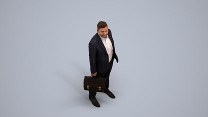 realistic 3D man business, scanned archviz people for Blender and 3ds Max, back view render