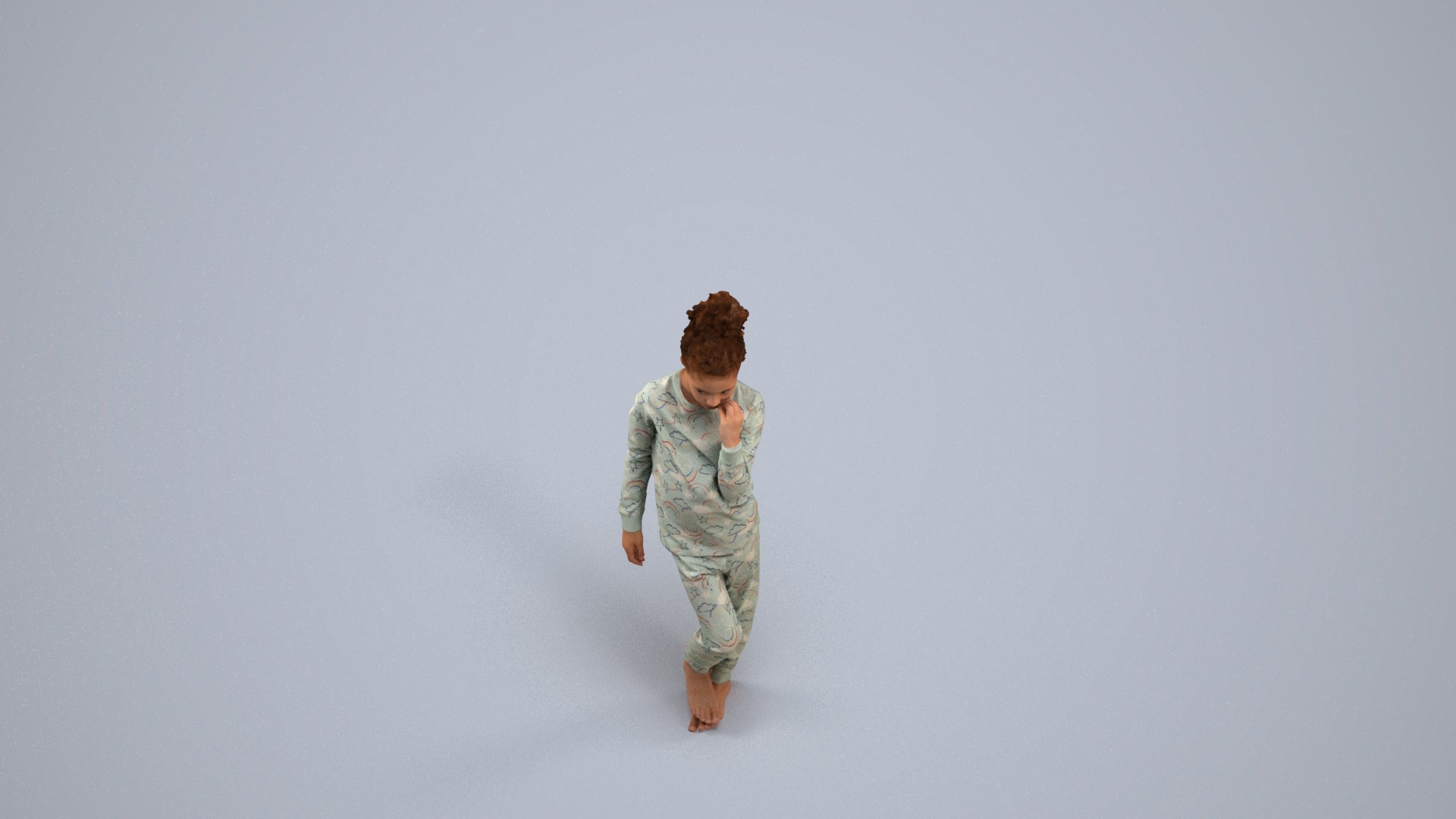 scanned 3D girl kids, photogrammetry people for Enscape and V-Ray, back view render
