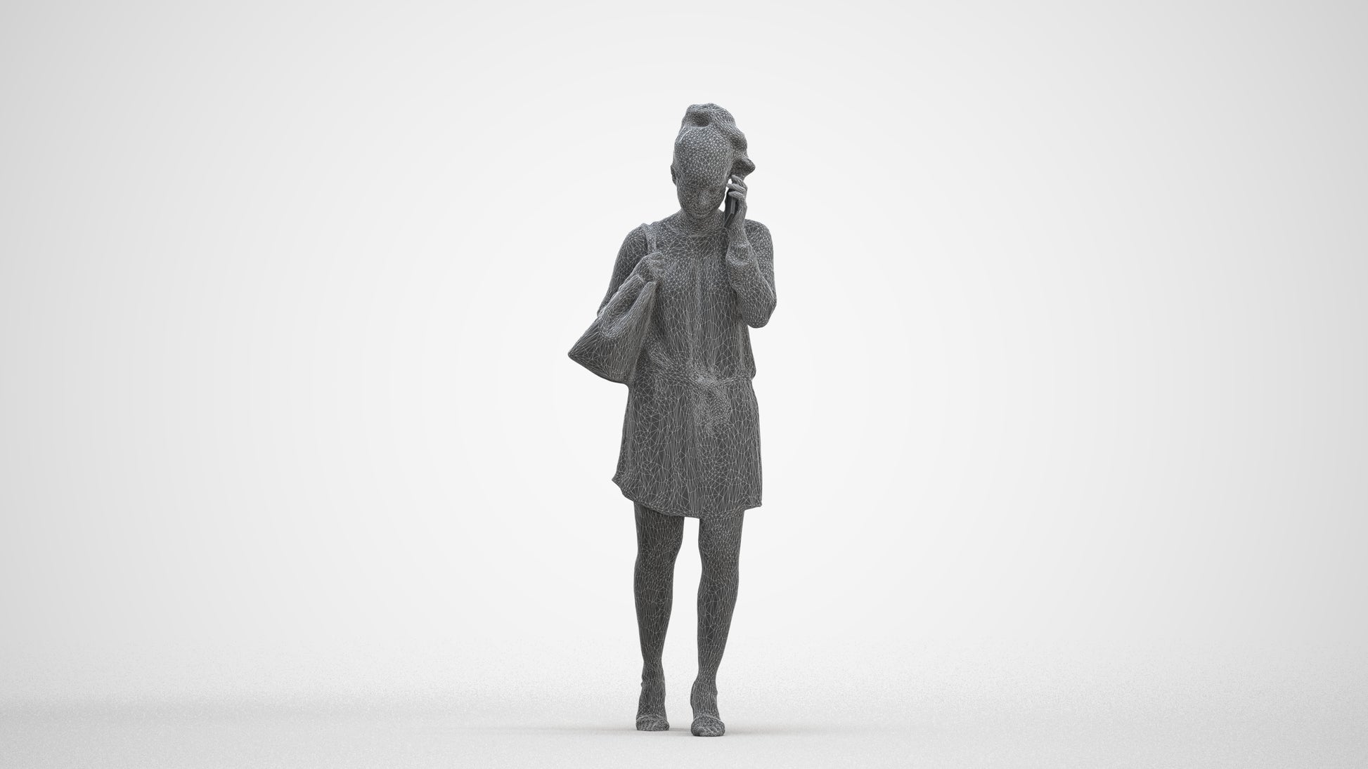 3D people model woman casual walking, scanned human for 3ds Max rendering, three-quarter front view render