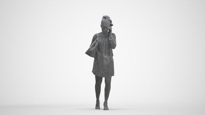 3D people model woman casual walking, scanned human for 3ds Max rendering, three-quarter front view render