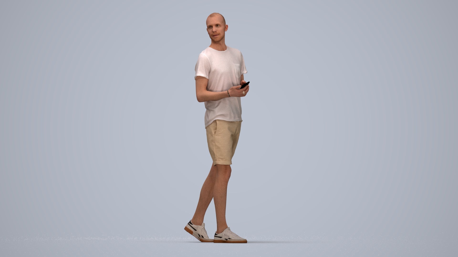 realistic 3D people man casual standing, render-ready for V-Ray and Corona, FBX OBJ, top-down view render