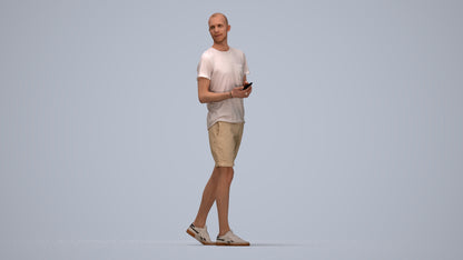 realistic 3D people man casual standing, render-ready for V-Ray and Corona, FBX OBJ, top-down view render