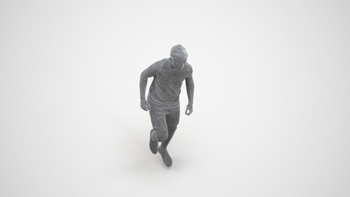 scanned 3D boy sport, photogrammetry people for Enscape and V-Ray, wireframe three-quarter view