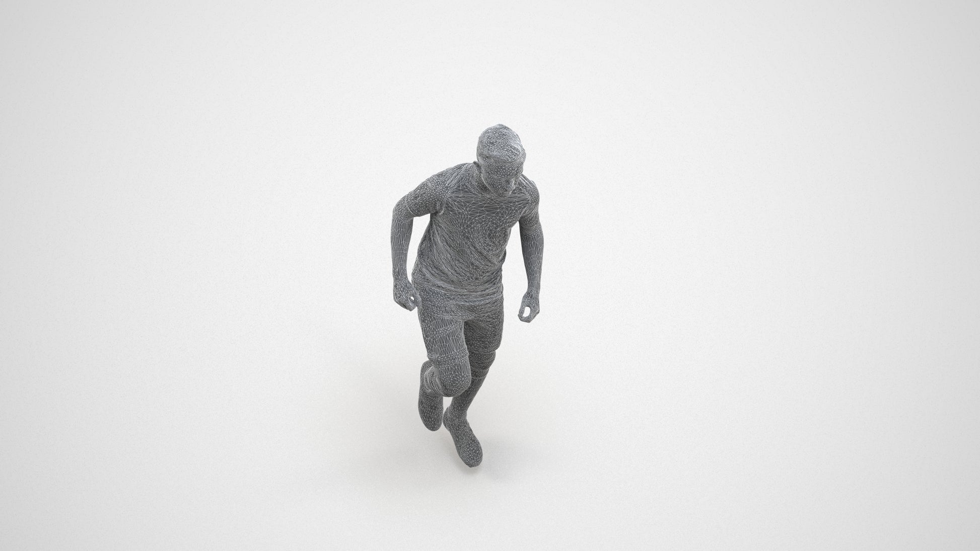 scanned 3D boy sport, photogrammetry people for Enscape and V-Ray, wireframe three-quarter view