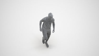 scanned 3D boy sport, photogrammetry people for Enscape and V-Ray, wireframe three-quarter view