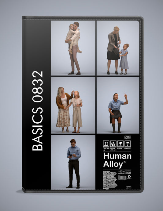 5x realistic 3D people kids pack, scanned archviz collection for Blender and 3ds Max