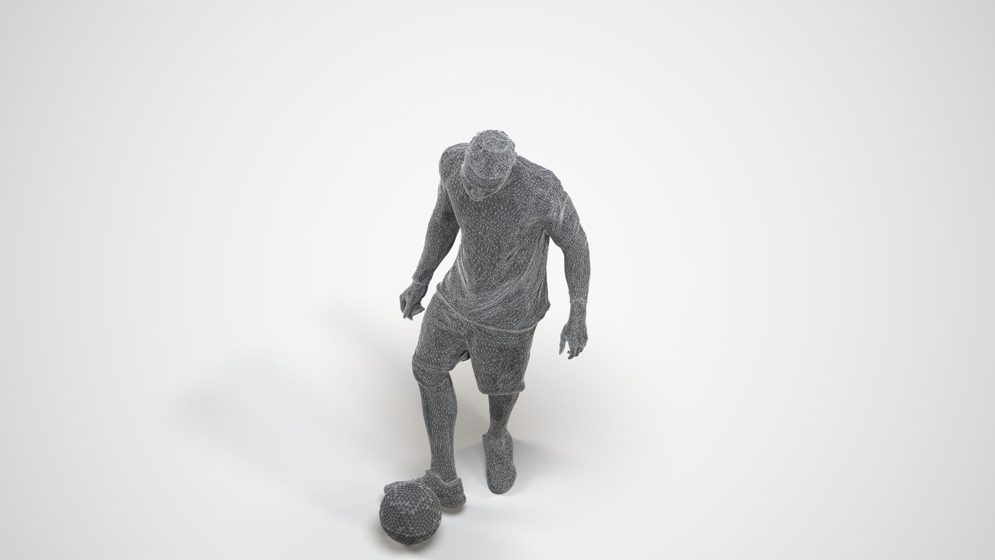realistic 3D man sport, scanned archviz people for Blender and 3ds Max, wireframe three-quarter view