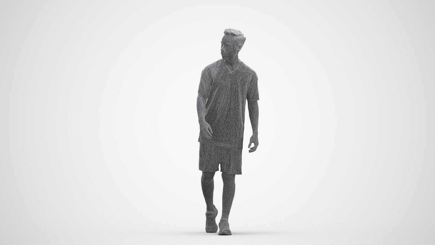 photogrammetry 3D man sport, realistic human model archviz FBX, three-quarter front view render