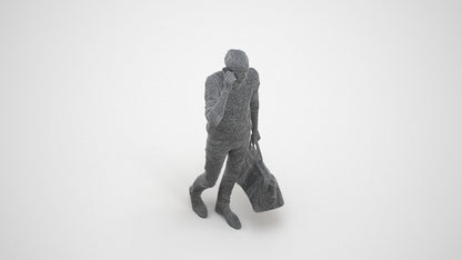 photogrammetry 3D man casual standing, realistic human model archviz FBX, wireframe three-quarter view
