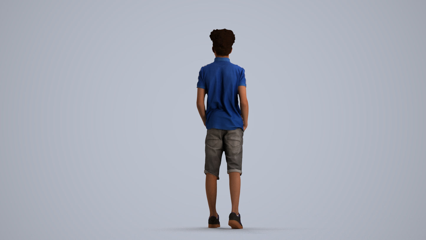 3D scanned boy kids casual, photorealistic archviz people for Enscape and SketchUp, front view render
