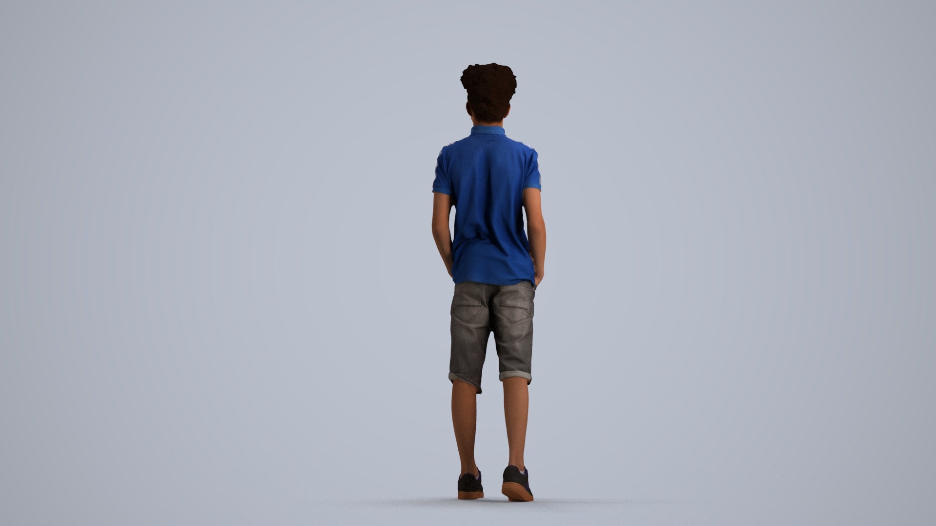 3D scanned boy kids casual, photorealistic archviz people for Enscape and SketchUp, front view render